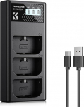 K&F Concept LP-E6NH/LP-E6N/LP-E6 Charger 3 Slot R7 Battery Charger with LCD Display for Canon EOS R5 R6 R7 5D 6D 7D Mark II Cameras