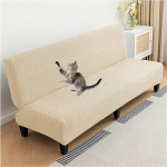 Futon Diivan Cover, Jacquard Futon Cover, Stretch Futon Diivan Cover ilma k&auml;etugedeta, Pehme Futon Slipcover elastse p&otilde;hjaga, masinpesu (Khaki, M (150-190 cm))