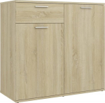 vidaXL k&uuml;ljepaneel 2 uksega 1 sahtliga k&uuml;ljepaneel mitmeotstarbeline kapp k&uuml;lgkapp seisev kapp Sonoma tammepuust 80 x 36 x 75 cm puitmaterjali
