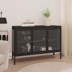 Tidyard Sideboard sahtlikapp Vitriinkapp Raamatukapp Arhiivikapp Kontorikapp Vitriinkapp Raamaturiiul Mitmeotstarbelised kapid Metall ja klaas Must 70 x 35 x 70 cm