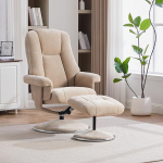 Ergonoomiline lamamistool massaaži ja soojendusfunktsiooniga, 360&deg; p&ouml;&ouml;rlev teleritooli koos lamamisfunktsiooniga ja tugitooliga elutuppa magamistuppa (Light Taupe + Chenille)