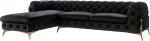 Milton Chesterfield nurgadiivan L-kujuline nurgadiivan Elutoa m&ouml;&ouml;bel Elamusmaastik polsterdatud diivan metalljalgadega 5-kohaline 305 x 200 x 73 cm Must vasakpoolne