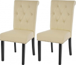 Mendler Chesterfield II s&ouml;&ouml;gitoolid komplekt 6 Studs Faux Leather Cream Tumedad jalad