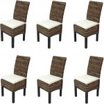 Mendler 6 Bali punutud s&ouml;&ouml;gitooli komplekt M69 Banana Weave Dark koos pehmendusega