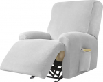 Highdi Stretch Cover for Recliner Chair, T&auml;ielik tugitooli kaitsja, Stretch Recliner Chair Covers, 1 t&uuml;kk, Plain Velvet, Elastsed tugitoolikatted teleritoolile, lamamistoolile, tugitoolile (helehall)