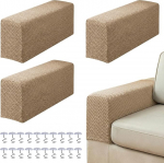 Sofa-Armlehnenbez&uuml;ge f&uuml;r Sofa und Liege, extra lang, Stretch-Jacquard-Armlehnenbez&uuml;ge f&uuml;r gro&szlig;e Sessel, rutschfest, waschbar, M&ouml;belschutz f&uuml;r Hunde/Haustiere, Hellbraun, 4 St&uuml;ck