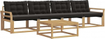 Gartenm&ouml;bel Set, Lounge M&ouml;bel Outdoor Sofa aus Akazienholz und Textilene, modulares Sitzgruppen-System f&uuml;r Terrasse und Garten, inklusive Tisch und Kissen, 5-teilig