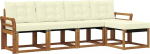Outdoor-Sofa Set aus massivem Akazienholz, Modulare Gartenm&ouml;bel Garnitur mit Polster in Natur und Creme, Lounge Sitzgruppe f&uuml;r Terrasse und Garten, 5-teilig