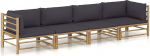 Festnight Garden Lounge Furniture, Patio Garden Furniture Set, Bambus Garden Lounge Diivan, Outdoor Couch Set, Garden Diivan Set, Patio Furniture, 4-osaline