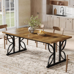 Tribesigns Ristk&uuml;likukujuline s&ouml;&ouml;gilaud, t&ouml;&ouml;stuslik k&ouml;&ouml;gilaud 6-8 inimesele, 180 x 80 cm s&ouml;&ouml;gilaud metallist alusega, s&ouml;&ouml;gilaud k&ouml;&ouml;ki, elutuppa, pruun (ainult laud)