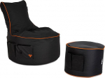 BuBiBag Gaming Bean Bag koos tugitooliga - Bean Bag lastele ja t&auml;iskasvanutele | Bean Bag koos &uuml;henduse, m&auml;ngimise, hoidja ja k&uuml;ljetasku, Outdoor Bean Bag - Maverick (antratsiit-neoonoranž)