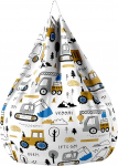 Bean Bag ilma t&auml;idiseta lastele ja t&auml;iskasvanutele, Cartoon Print Lazy Bean Bag Bean Bag kate, m&auml;nguasja ladustamise istmepadi koos t&otilde;mblukuga (100 x 120 cm, kollane traktor)