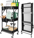 Amatic Side Trolley 3-tasandiline k&ouml;&ouml;giriiul, kokkupandav serveerimisvanker ratastega, metallist hoiuk&auml;ru, k&auml;epidemetega k&ouml;&ouml;gik&auml;ru, k&ouml;&ouml;gik&auml;ru, plastist, ruumi s&auml;&auml;stev vannitoa riiul