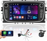 [4G + 64G] Hikity Android 13 Autoraido Ford Focus C-Max Mondeo Galaxy S-Max Wireless Carplay Android auto 7-tolline raadio navigatsioon 32EQ FM / RDS GPS WiFi Bluetooth 1280 x 720 Pixel MIC tagantvaate kaameraga