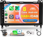 8 Core 4G + 64G DAB + Android autoraadio Mercedes Benz A/B klassile W169 W245 B200 W639 Vito Viano W906 Sprinter 9-tolline raadio Wireless Carplay Android auto navigatsioon GPS WiFi Bluetooth FM / RDS tagantj&auml;rele kaamera