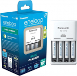 Panasonic eneloop Basic Ladeger&auml;t f&uuml;r 2 oder 4 AA/AAA NI-MH-Akkus, mit 2 LED-Anzeigen und 6 Sicherheitsfunktionen, inkl. 4 eneloop AAA/Micro-Akkus, verbesserte Kapazit&auml;t von min. 800 mAh, BQ-CC51C