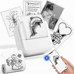 Sticker Printer, Mini Printer M02L, Mini Printer for Smartphone for Children's Day, Birthday, Study, Compatible with iOS & Android, for DIY Creation, Diaries, Memos, Anatomical Charts, 1 Roll