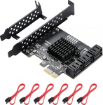PCIe SATA 3.0 6 Port Expansion Card, PCI Express 1x SATA 6Gbps Controller Card Boot as System Plate, Hard Disk Drive Adapter Card for Windows, Linux, NAS