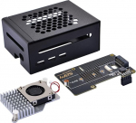 GeeekPi metallist korpus koos N04 PCIe M.2 Key-M NVMe SSD PCIe perifeeriaplaadiga Raspberry Pi 5 jaoks, koos Raspberry Pi 5 ametliku aktiivse jahutusega, toetab M.2 NVMe SSD 2230 2242 2260 2280
