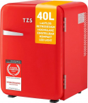 TZS First Austria - Retro minik&uuml;lmik 40 L Vaikne - V&auml;ike minik&uuml;lmik vintage disainiga, sisevalgustuse ja 2 uksekambriga - minibaar telkimiseks, kontorisse, magamistuppa ja hotelli - punane