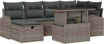 Rantry 7-teiliges Garten-Sofa-Set mit Kissen Graues Poly-Rattan Gartenlounge Model3359756