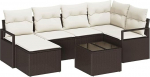 Rantry 6-teiliges Garten Sofa Set mit Kissen Grau Poly Rattan Gartenlounge Model3346458