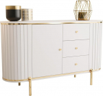 MEBLE KRYSPOL - New York - sahtlikapp - hoium&ouml;&ouml;bel - sahtlibuffet - salongibuffet - poolringikujuline sahtlikapp elutuppa, esikusse, esikusse - 86,5x151x40 cm - valge, kuldne