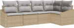 Rantry 5-teiliges Garten-Sofa-Set mit Kissen Beige Poly Rattan Gartenlounge Model3346720