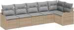 6-teiliges Garten Sofa Set mit Kissen Beige Poly Rattan, 2-Sitzer Garten Sofa mit Kissen Beige Poly Rattan Gartenlounge Model3345720