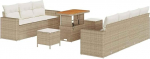 Rantry 10-teiliges Garten Sofa Set mit Kissen Beige Poly Rattan Akazie Gartenlounge Model3363531