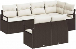 7-teiliges Garten Sofa Set mit Kissen Braun Poly Rattan Gartenlounge Model3355087