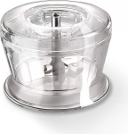 bamix lisatarvikuhiimur k&otilde;ikidele Bamixi k&auml;simikseritele, millel on v&auml;hem kui 250 vatti, hakklihamasinate lisatarvik jahvatamiseks, topeltteraga roostevabast terasest nuga, l&auml;bipaistev