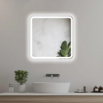 Home Glow 60 cm Square Bathroom Mirror with Lighting LED Bathroom Mirror with Lighting Bathroom Wall Mirror with Touch Switch Bathroom Mirror with LED Front Light