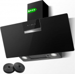 SNDOAS Cooker Hood 90 cm, A+++ Energy Efficiency Class, 800 m&sup3;/h Suction Power, 3 Levels + Booster Touch Screen, Activated Carbon Filter for Extract/Recirculation Operation, LED Lighting, Black