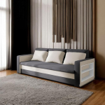 FORNIRO 24 v&auml;ljaehitatav diivan Stella, 220 cm, mit Schlaffunktion, Bettkasten und bequemen Kissen. Ideal f&uuml;r das Wohnzimmer oder G&auml;stezimmer - komfortabel und gem&uuml;tlich (Basic, Grau-Ecru)