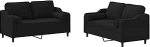 Schwarz Stoff 2-Sitzer-Sofa 120/140 cm - Bequem, Robust, f&uuml;r Wohnzimmer & Entspannung Model3201822