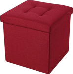 Casatessile Linen Fixed Container Stool - Bordeaux