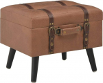 Festnight Stool with Storage Space, Faux Leather Stool, Storage Box, Seat Chest, Upholstered Stool with Solid Wood Legs, Brown, 40 x 33 x 33 cm