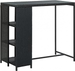 vidaXL Baarilaud riiulitega Baarilaud K&ouml;&ouml;gilaua s&ouml;&ouml;gilaud Bistro laud Baarilaud K&ouml;&ouml;gilaua k&ouml;&ouml;gitool must 120 x 60 x 110 cm Pol&uuml; rotangist