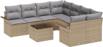 Rantry 9-teiliges Garten Sofa Set mit Kissen Beige Poly Rattan Gartenlounge Model3345300