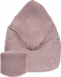 DreamRoots Bean Bag Chair 80 x 80 x 120 cm - Corduroy Bean Bag - Bean Bag koos seljatoe, jope ja kattega - istmepadja alus - Chill Bag - Bubibag Bean Bag - Bean Bag koos t&auml;idisega