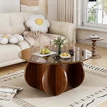 &Uuml;mmargune klaasist kohvilaud Minimalistlik elutoa laud karastatud klaasist kohvilaud, mis on valmistatud klaasist Modernne k&uuml;ljelaud Salongilaud komplekt Lauad elutuppa, kontorisse, koju, l&auml;bim&otilde;&otilde;t 70 cm x 40