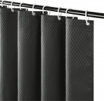 Furlinic Shower Curtain for Baths and Showers made of Water-Repellent Fabric, Washable Anti-Mould Shower Curtain with Waffle Pattern