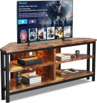 Dripex TV-kapp Lowboard TV-stend LED-valgustuse ja pistikupesadega, 3 vahelduvvoolu pesa, 2 USB-pesa teleri jaoks, Vintage Brown (106 cm)