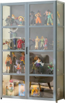 Paulist Curio Cabinets Curio Vitrine mit Acrylt&uuml;ren, 3 Etagen, 4 Etagen, Vitrine und Ausstellungsregal f&uuml;r Figuren, Spielzeug, B&uuml;cher, B&uuml;cherregal f&uuml;r B&uuml;ro, Spielzimmer, Wohnzimmer, Grau, 82 x 33 x