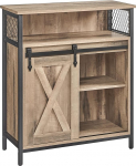 VASAGLE Sideboard, k&ouml;&ouml;gikapp, l&uuml;kanduksega hoiukapp, 30 x 70 x 80 cm, reguleeritav riiul, avatud sektsioon, maal&auml;hedane stiil elutuppa, tammepruun/must LSC089B50