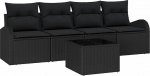 5-teiliges Garten Sofa Set mit Kissen Schwarz Poly Rattan Gartenlounge Model3345913