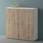 Mai & Mai m&ouml;&ouml;bli kapp 4 uksega hoiukapp Matt valge + Greige tammepuust mitmeotstarbeline kapp laius 100 x 36,4 x 98 cm