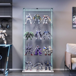 MASAJIA klaasist vitriinkapp valge LED-valgustusega - 4 riiulit ja 2 ust vitriinkapp, 163 x 78 x 35 cm seisev vitriinkapp kollektsiooni jaoks Luksuslik turvaklaasist elutuba ja kontor