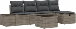 Rantry 6-teiliges Garten Sofa Set mit Kissen Grau Poly Rattan Gartenlounge Model3360700